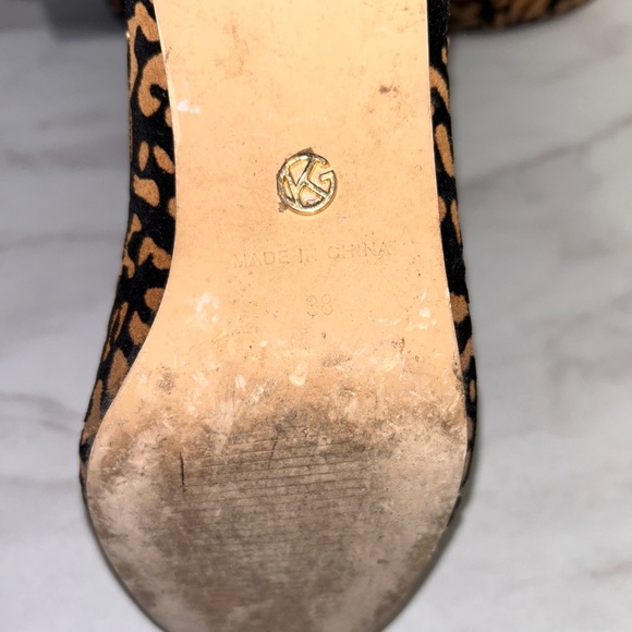 Kurt Geiger Boots UK 5 leopard print block heel ankle high gold tone detail - Picture 5 of 7